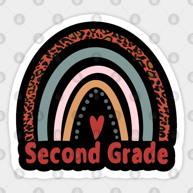 Second Grade Fun Gift Leopard Rainbow Design Sticker by The Little Store Of Magic